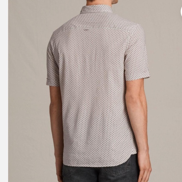 💙  All Saints Palmate Button-Down Shirt • Men’s Small 🌴 - Picture 2 of 8